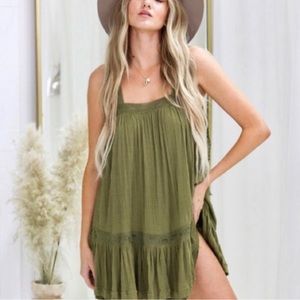 Free People Sweet Thing Tunic in Moss Green